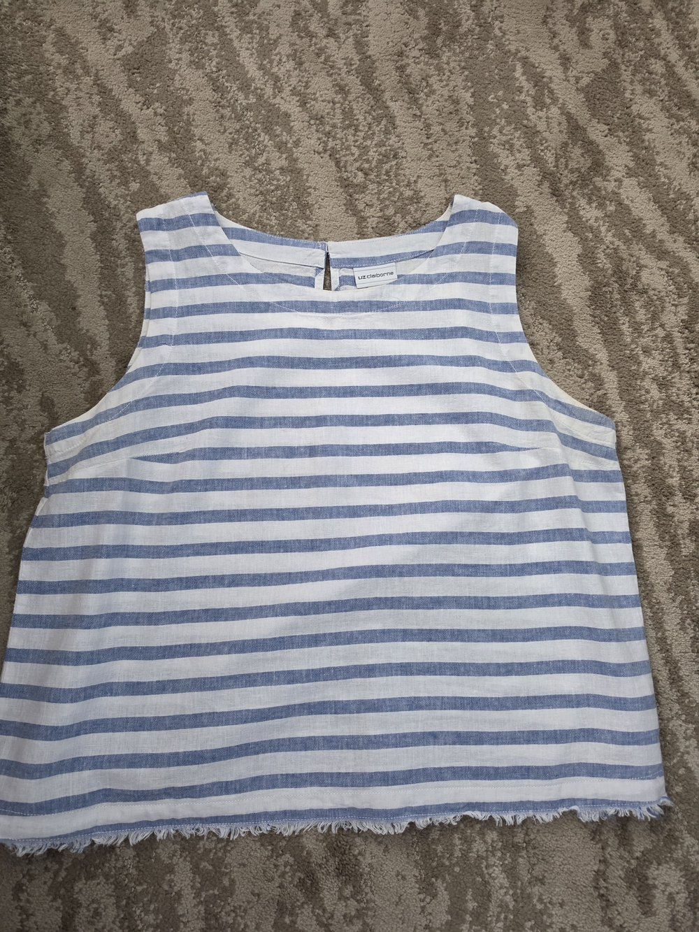 Liz Claiborne Blue and White Striped Sleeveless Tank XL